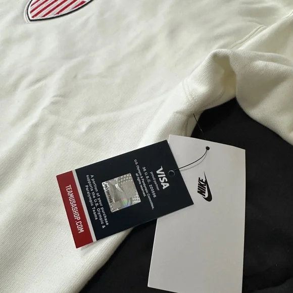 Nike Men's Cream Crewneck Sweater with USA Shield